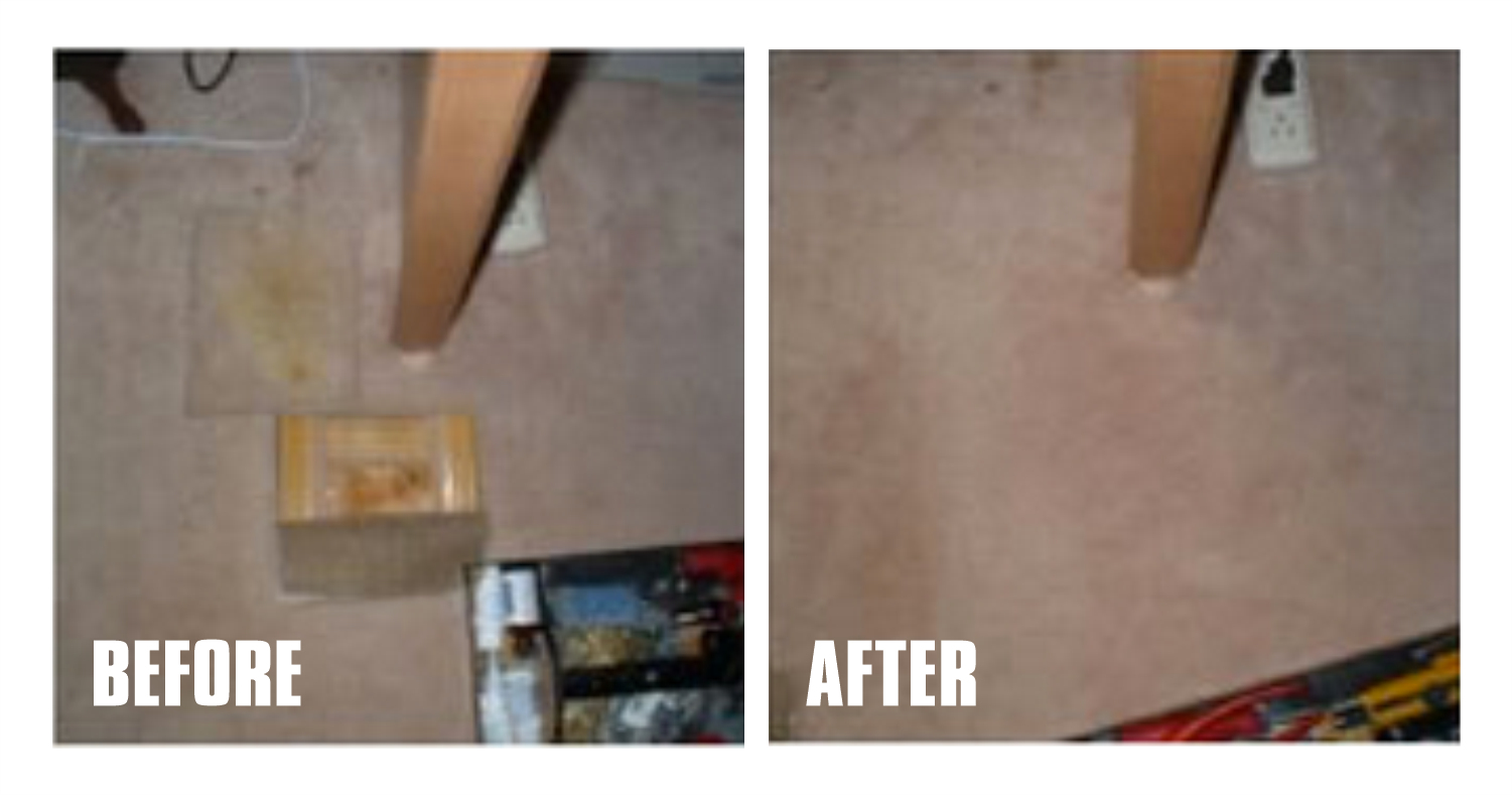 Stained carpet repaired